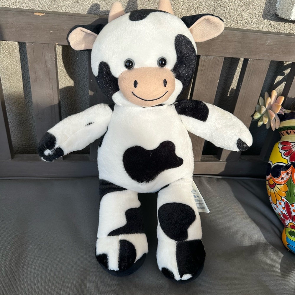 Build-A-Bear Black and White Cow Plush